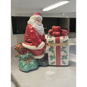 Santa Claus Ceramic Votive Holder & Trinket Box By Partylite